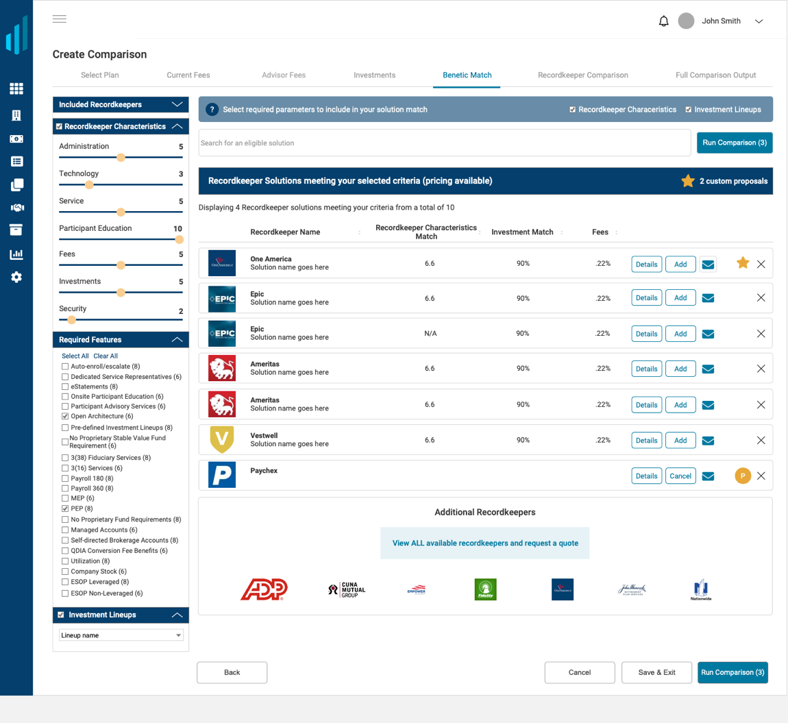 Benetic row-based data presentation