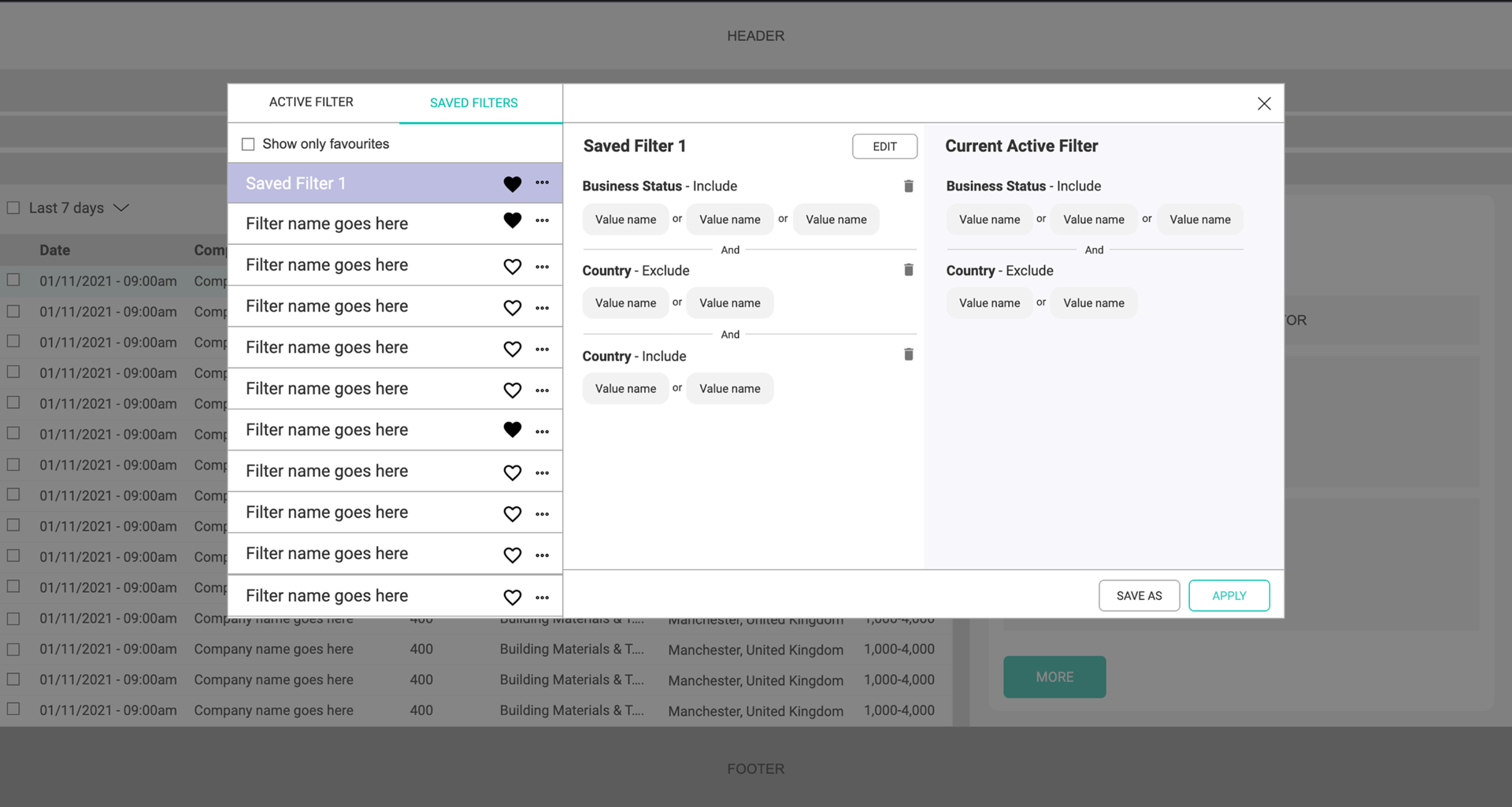 Lead Forensics saved filters management